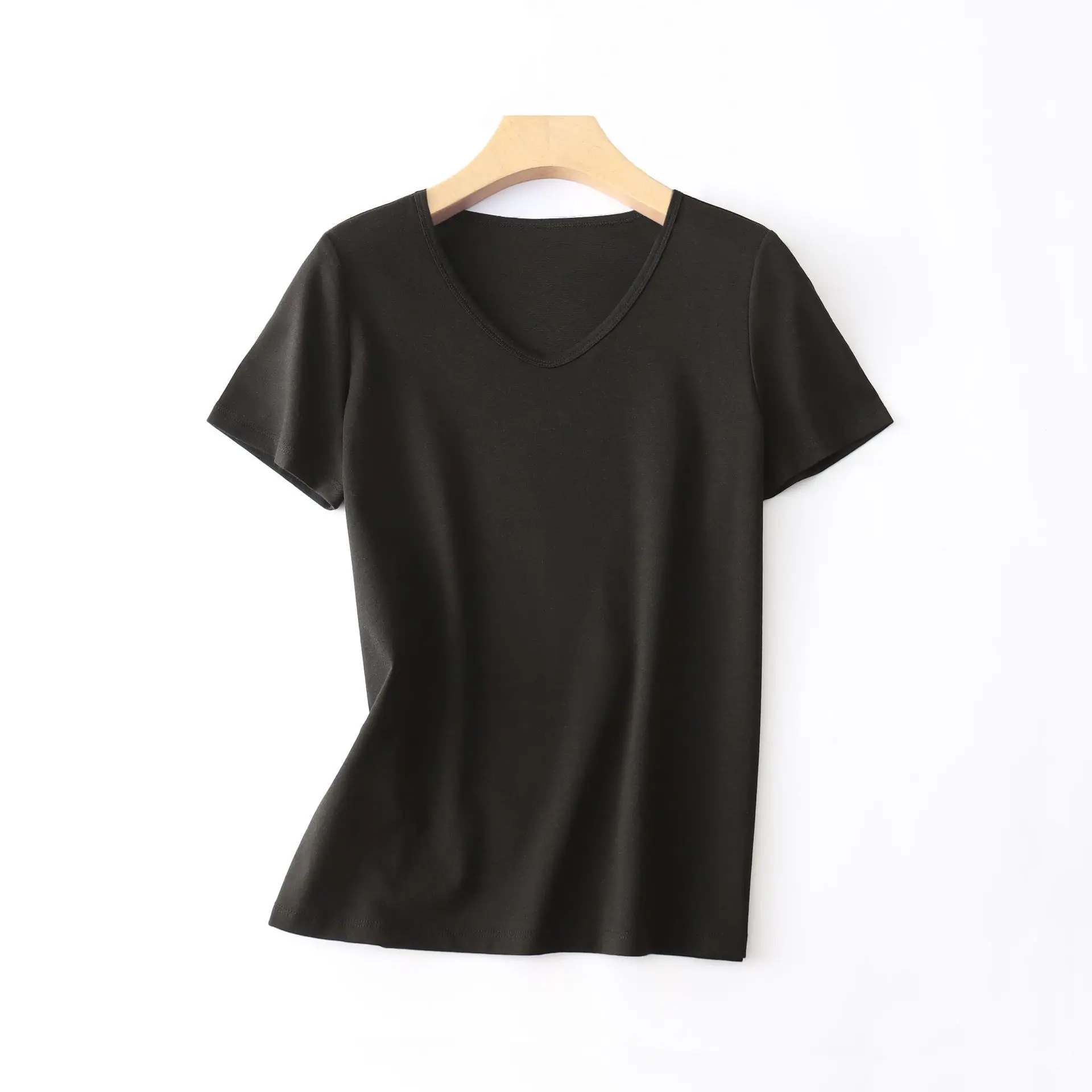 Women V-Neck Silk T-Shirt Lavender Round Neck - Image 21