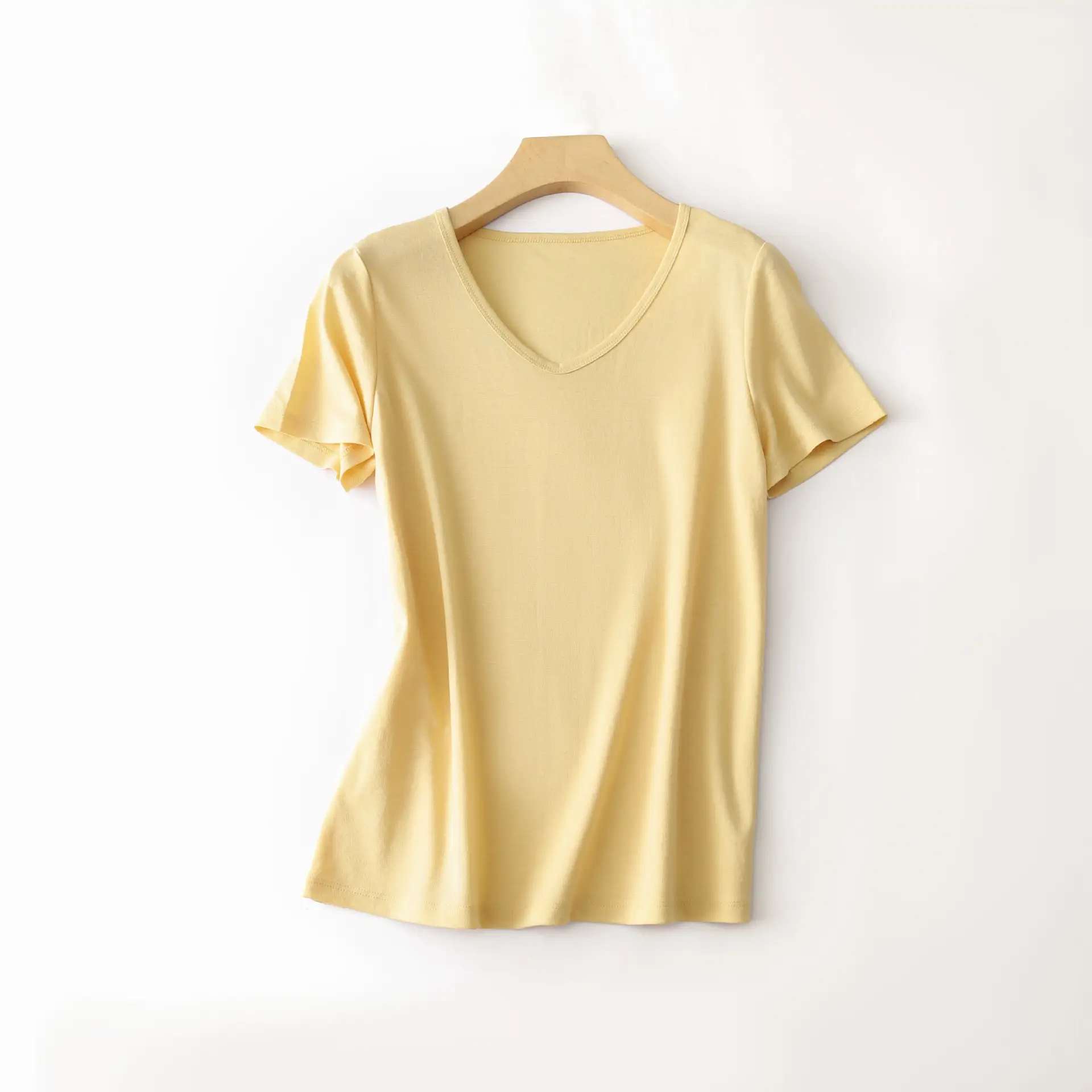 Women V-Neck Silk T-Shirt Lavender Round Neck - Image 16