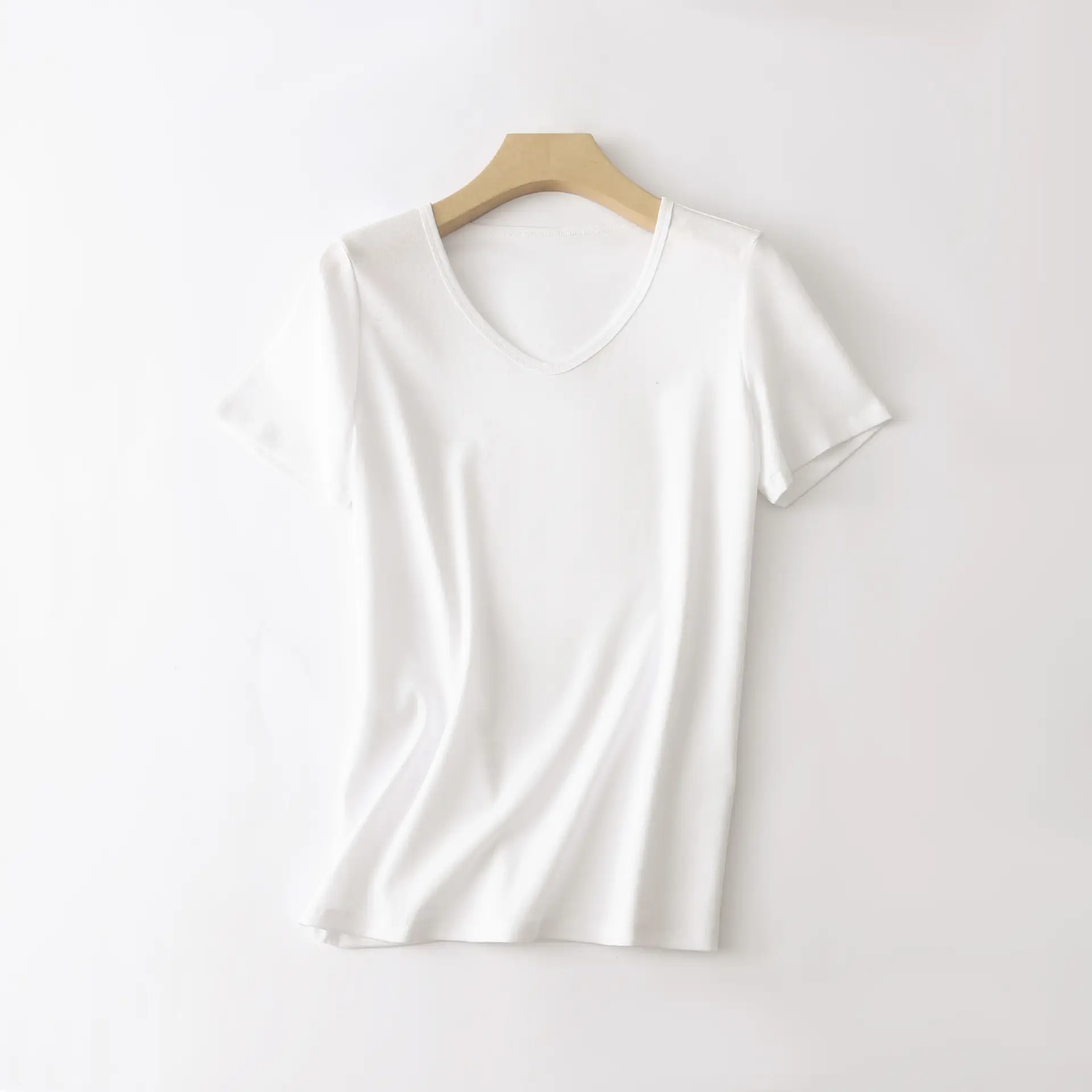 Women V-Neck Silk T-Shirt Lavender Round Neck - Image 18