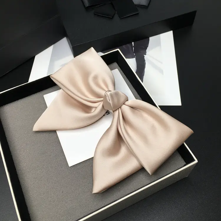 Black Satin Bow Hairpin for Women - Image 5
