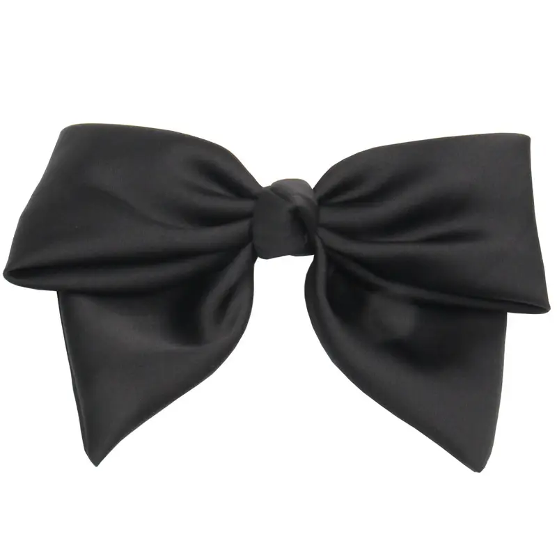 Black Satin Bow Hairpin for Women - Image 7