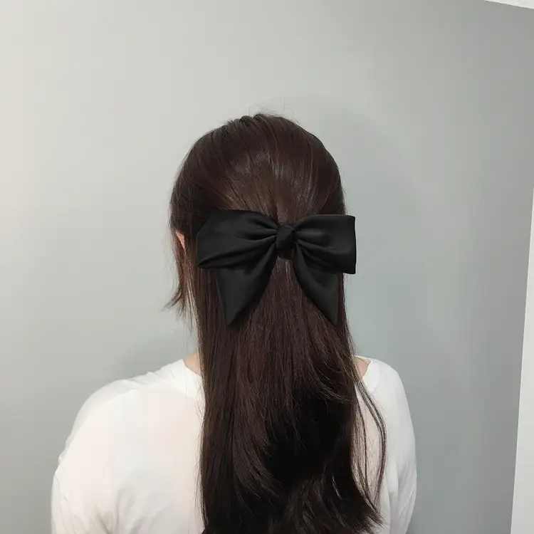 Black Satin Bow Hairpin for Women — feature 34