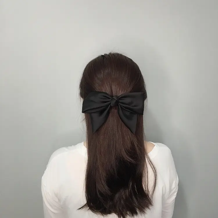 Black Satin Bow Hairpin for Women — feature 35