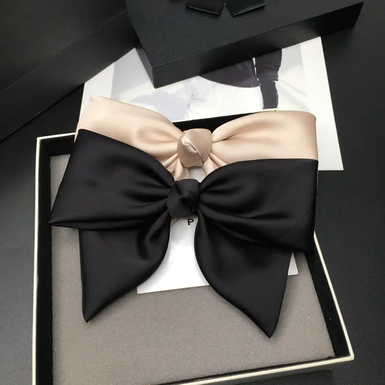 Black Satin Bow Hairpin for Women — feature 38