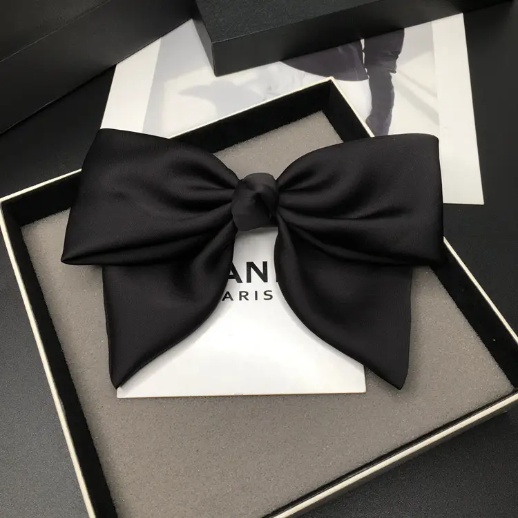 Black Satin Bow Hairpin for Women — feature 39