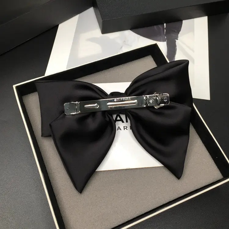 Black Satin Bow Hairpin for Women — feature 41