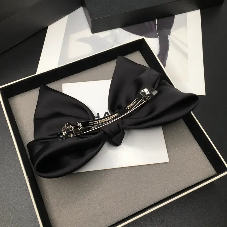 Black Satin Bow Hairpin for Women — feature 43