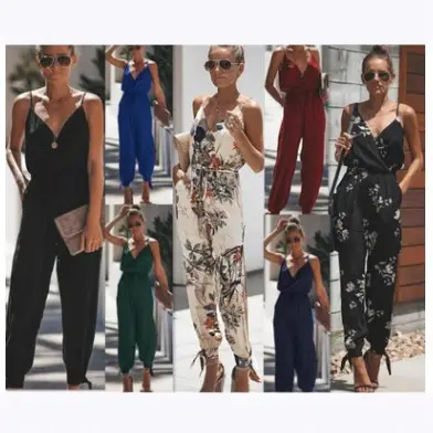 Sexy Backless Tie-Up Long Jumpsuit 7 Colors 8 Sizes