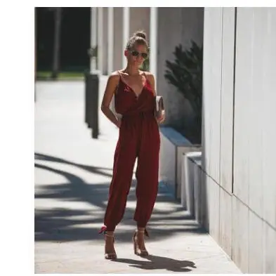 Sexy Backless Tie-Up Long Jumpsuit 7 Colors 8 Sizes