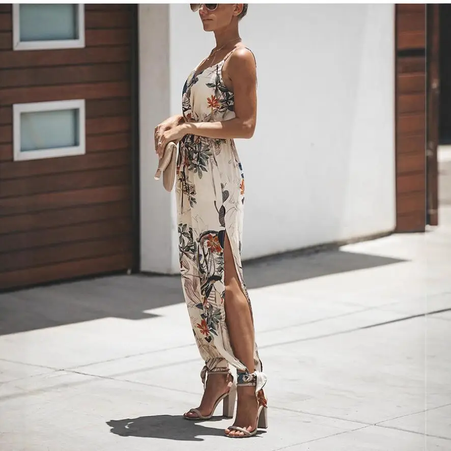 Sexy Backless Tie-Up Long Jumpsuit 7 Colors 8 Sizes