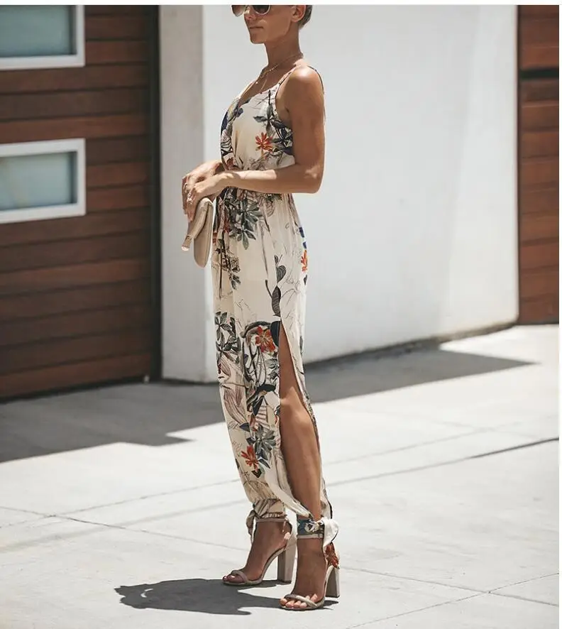 Sexy Backless Tie-Up Long Jumpsuit 7 Colors 8 Sizes