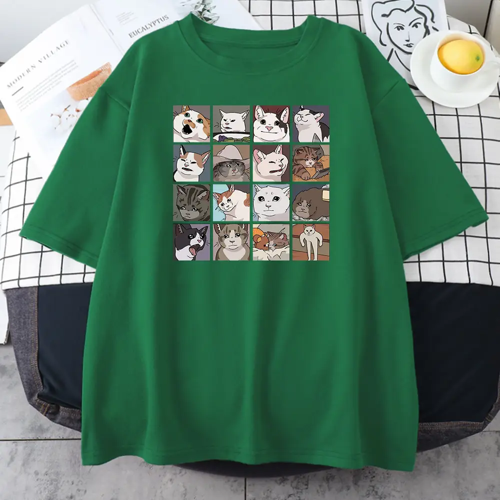 Women Black Cat Dog Print T-Shirt Short Sleeve Hip Hop