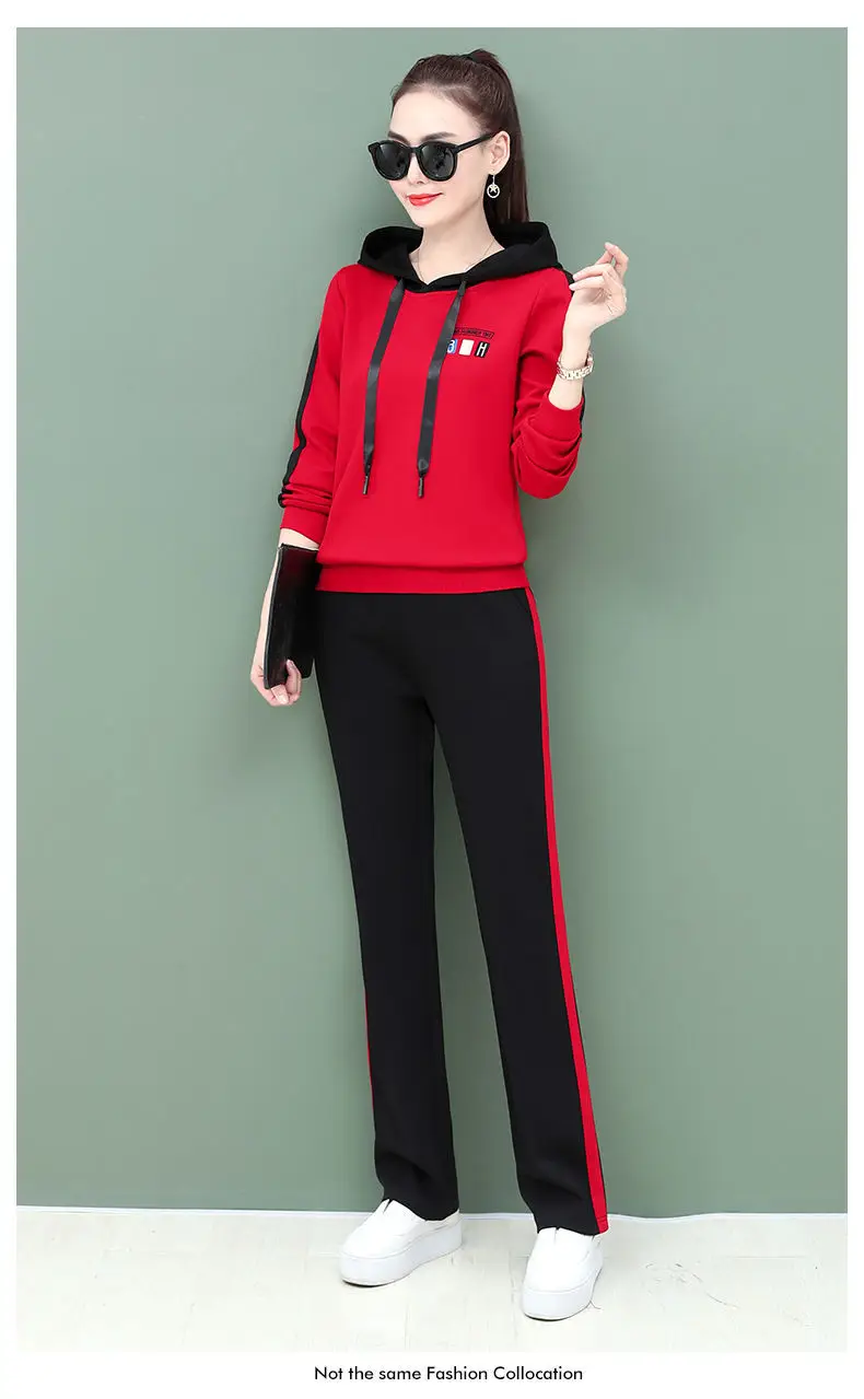 Women's Pink Hooded Sweatshirt Track Suit Set — feature 11