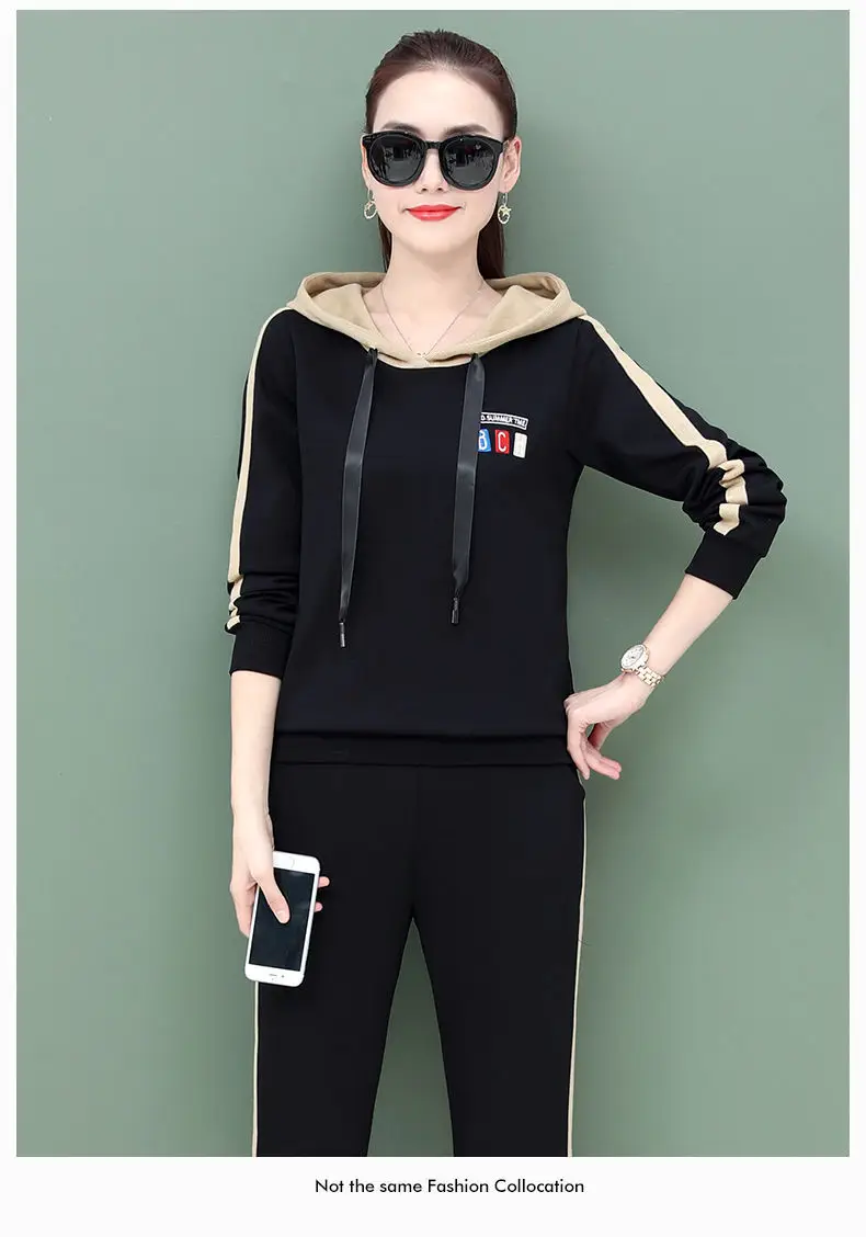 Women's Pink Hooded Sweatshirt Track Suit Set — feature 15