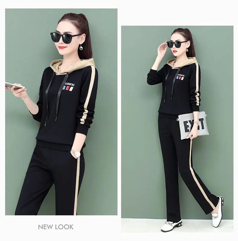 Women's Pink Hooded Sweatshirt Track Suit Set — feature 16