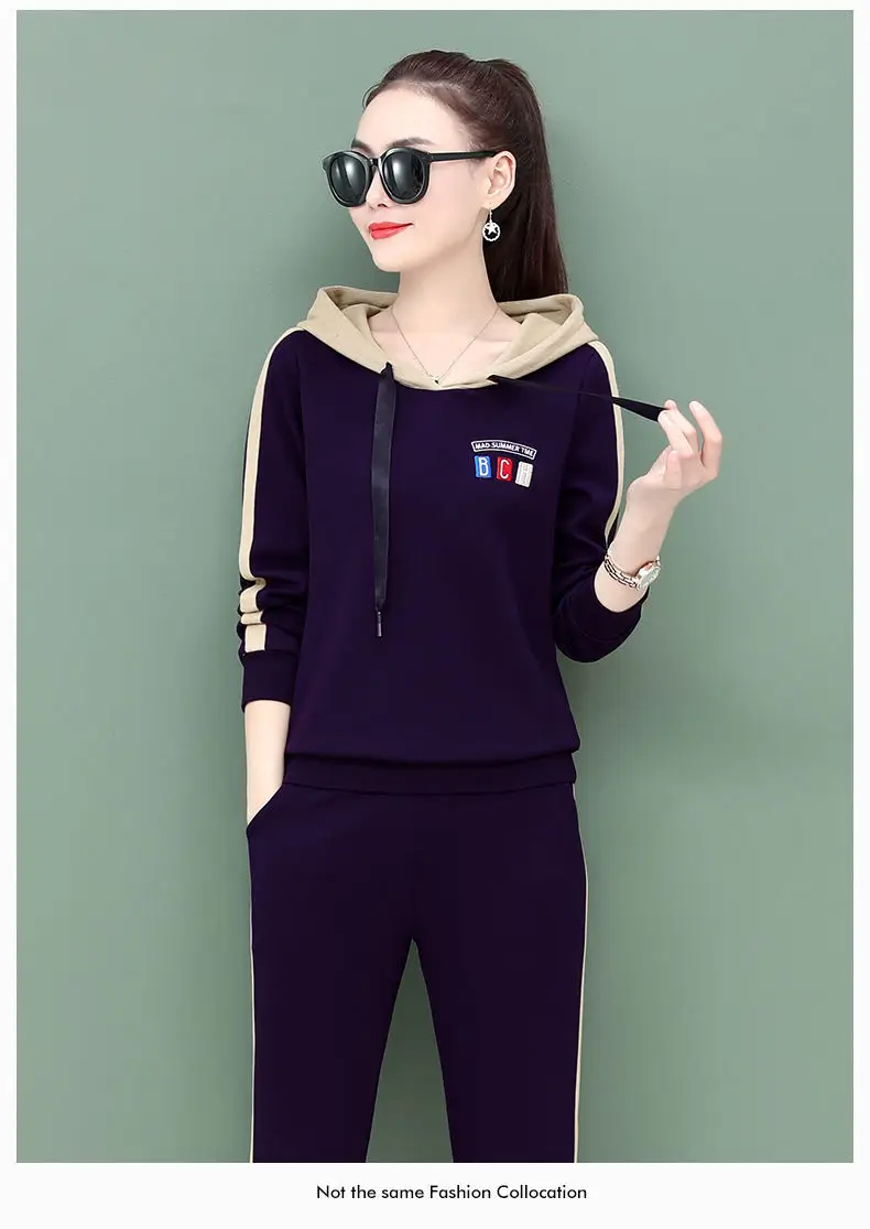Women's Pink Hooded Sweatshirt Track Suit Set — feature 18
