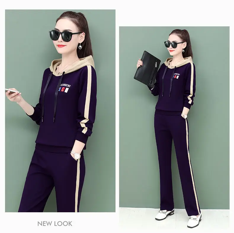 Women's Pink Hooded Sweatshirt Track Suit Set — feature 19