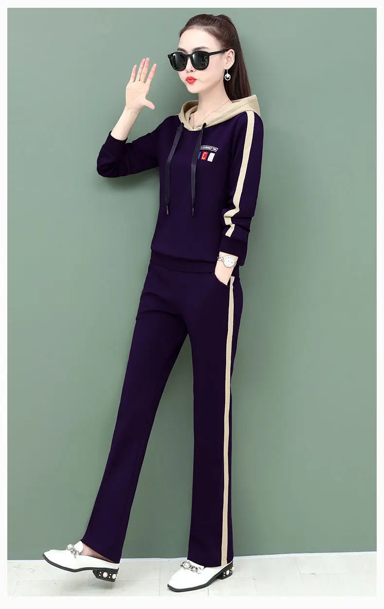 Women's Pink Hooded Sweatshirt Track Suit Set — feature 20