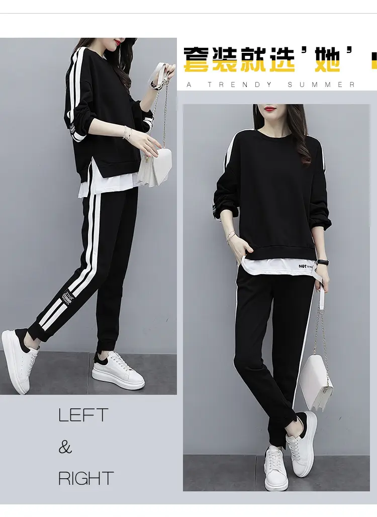 Women Korean Fashion Light Blue Sweatpants Set Large — feature 25