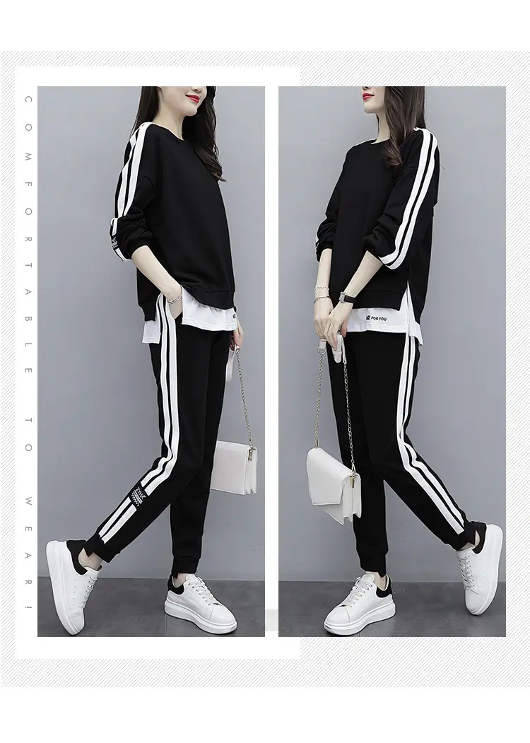 Women Korean Fashion Light Blue Sweatpants Set Large — feature 8