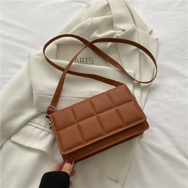 New Korean Retro Plaid Shoulder Crossbody Bag Women 2022