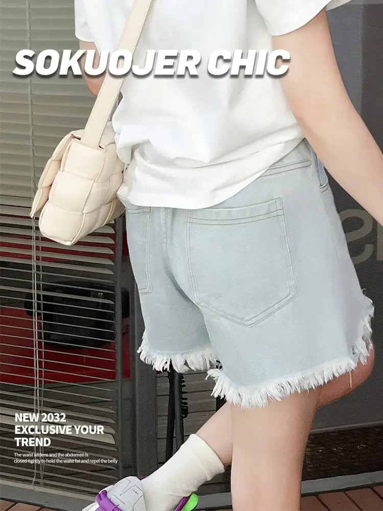Korean Style High Waist Denim Shorts Women Summer