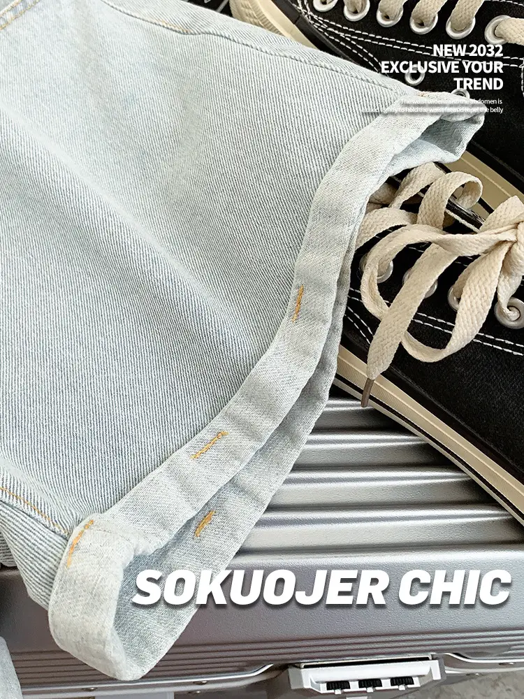 Korean Style High Waist Denim Shorts Women Summer