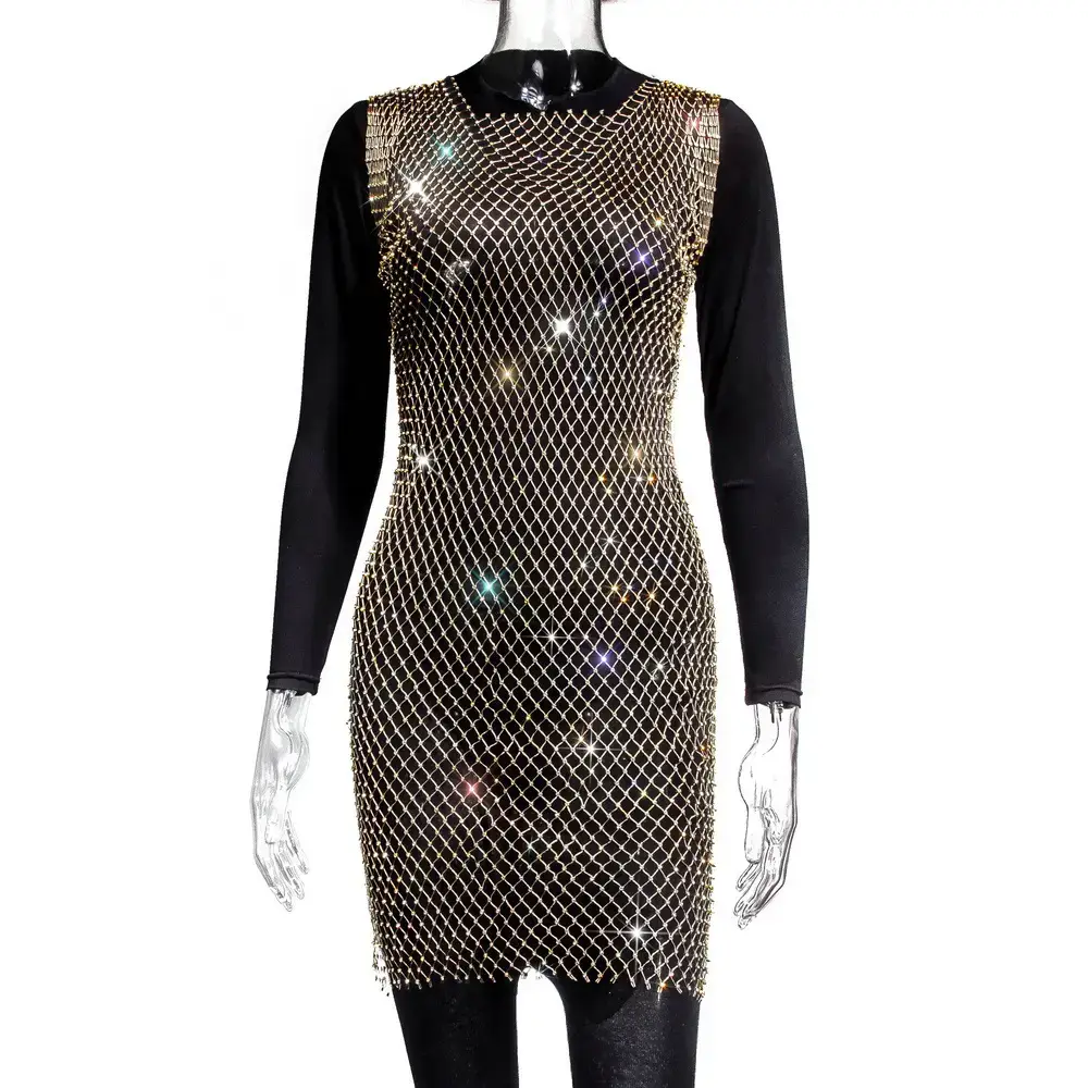 Women's Mesh Rhinestone Bra Top & High Waist Bottom Set - Image 15