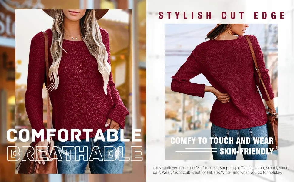 Women's Knitted Round Neck Sweater Long Sleeve Beige — feature 4