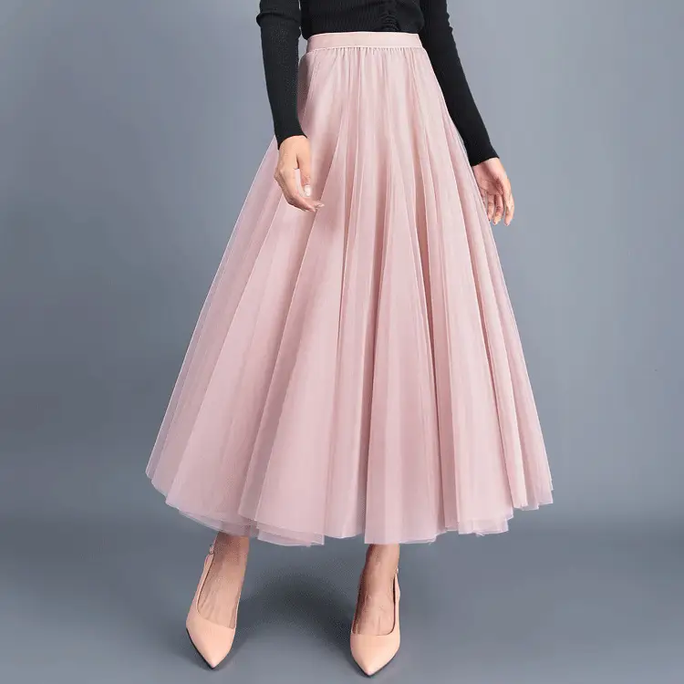 2025 Summer White Mesh Long Skirt Elegant Two Layer - Image 6