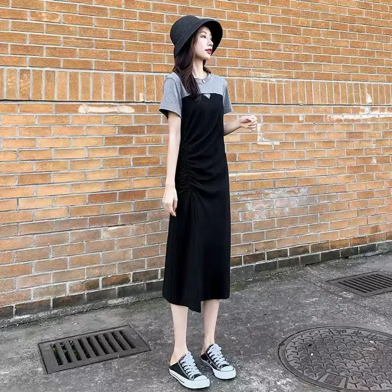 2023 Women's Black Long Dress with Waist Stitching — feature 6