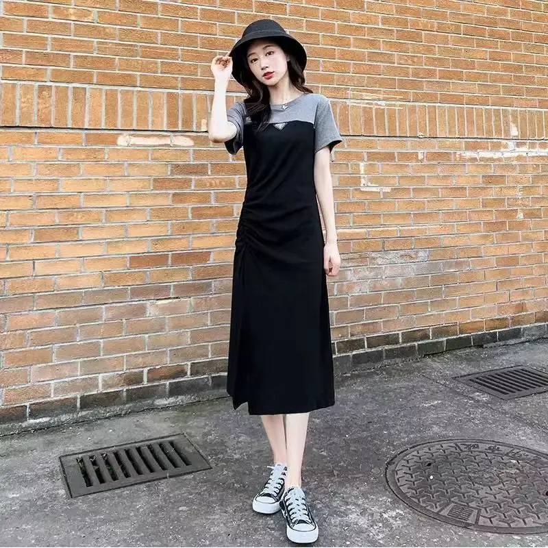 2023 Women's Black Long Dress with Waist Stitching — feature 7