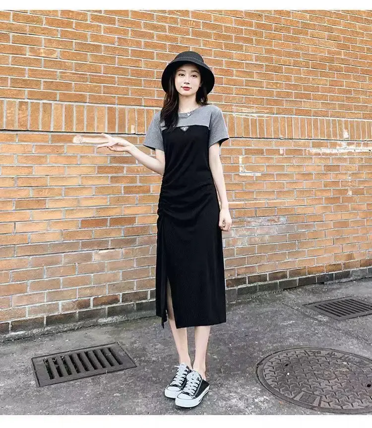 2023 Women's Black Long Dress with Waist Stitching — feature 8