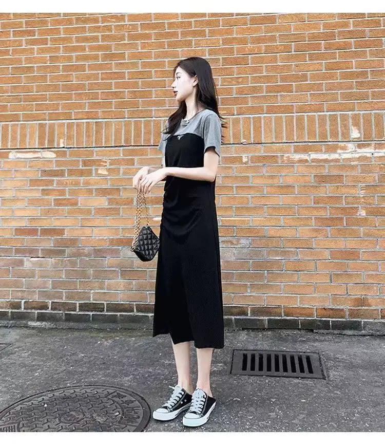 2023 Women's Black Long Dress with Waist Stitching — feature 9