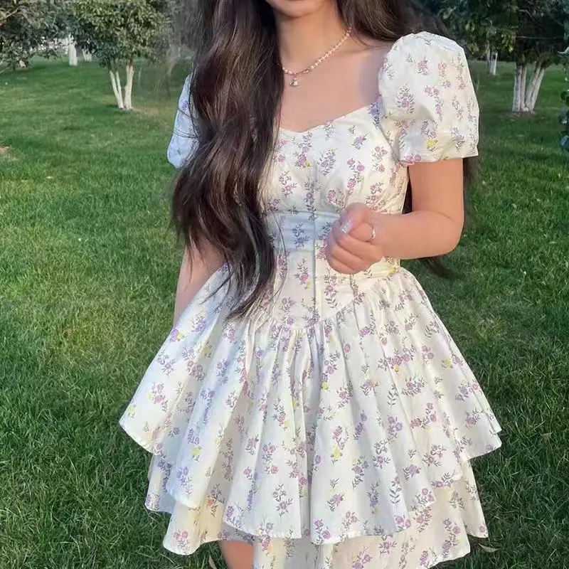 Summer Floral Waist Slimming Dress for Women