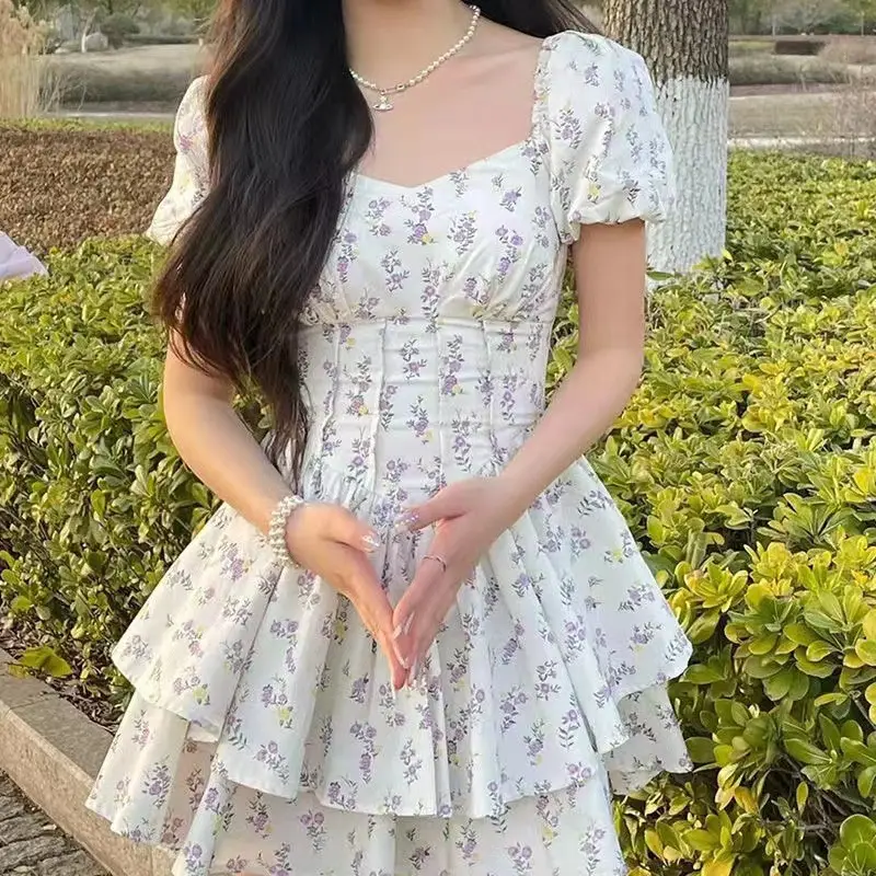 Summer Floral Waist Slimming Dress for Women