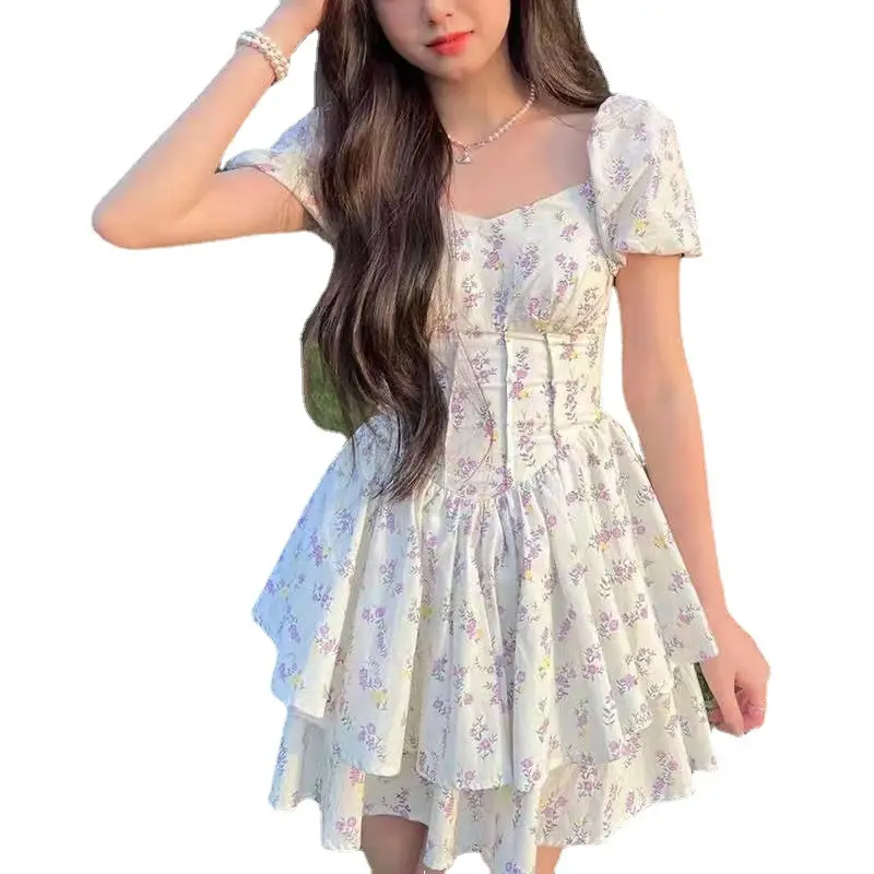 Summer Floral Waist Slimming Dress for Women