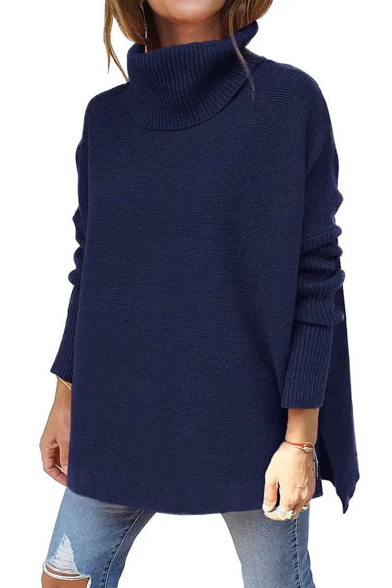 2022 Turtleneck Sweater Long Sleeve Hem Tunic - Image 10