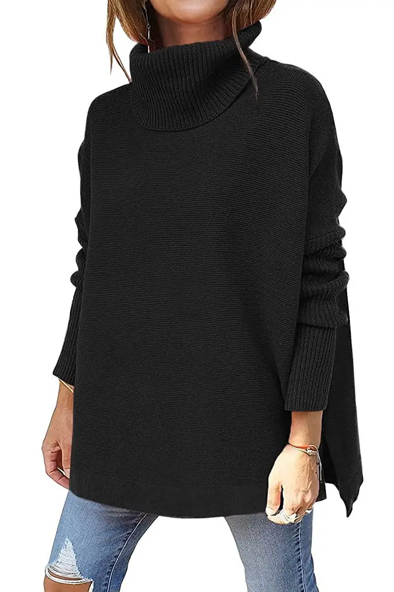 2022 Turtleneck Sweater Long Sleeve Hem Tunic - Image 2