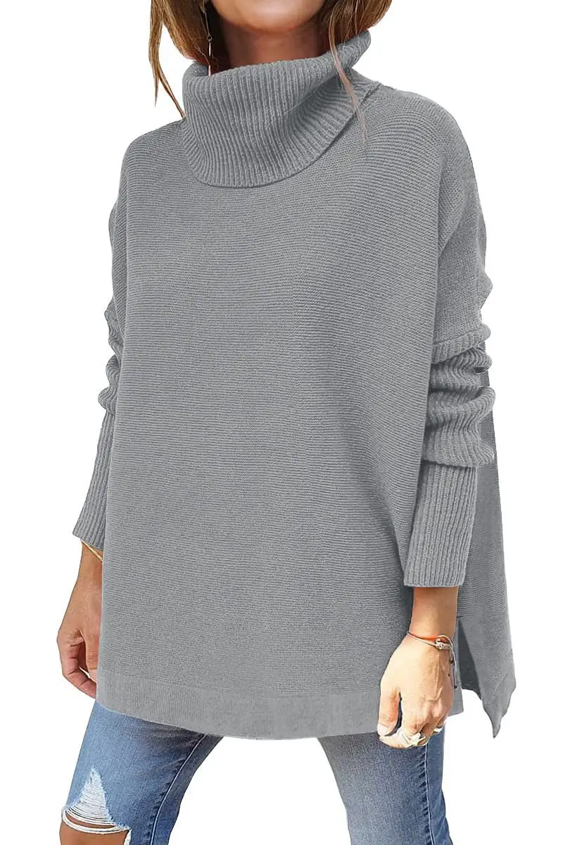 2022 Turtleneck Sweater Long Sleeve Hem Tunic - Image 5