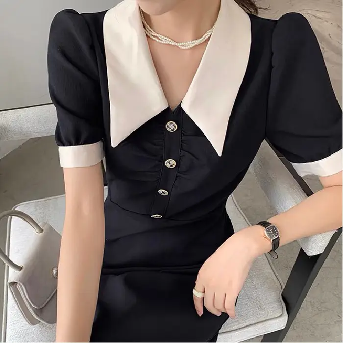 2025 French Retro Little Black Skirt Dress for Women