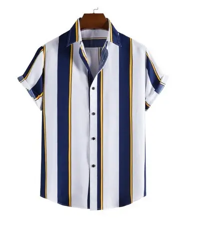 Men's Red White Striped Short Sleeve Shirt Large - Image 15