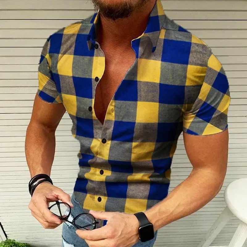 Men's Red White Striped Short Sleeve Shirt Large - Image 2
