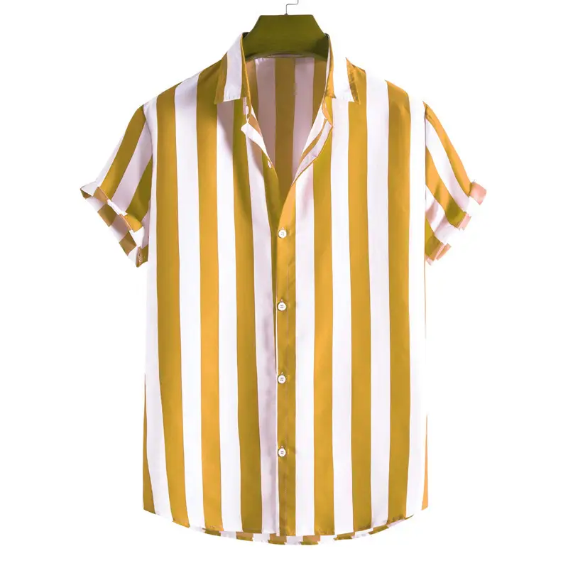 Men's Red White Striped Short Sleeve Shirt Large - Image 20
