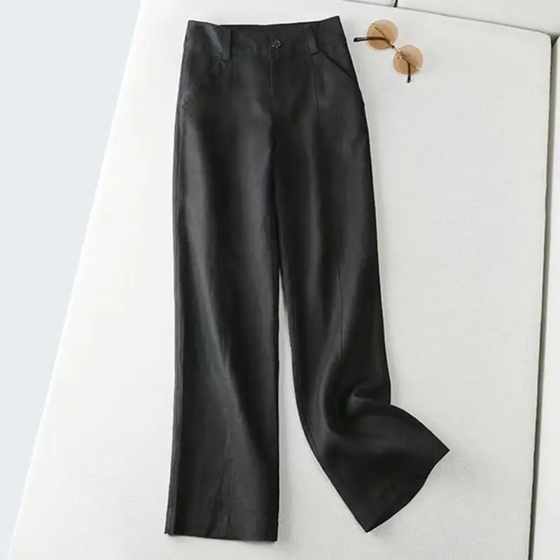 Summer 2023 Cotton Linen Wide Leg Pants High Waist Plus Size - Image 10