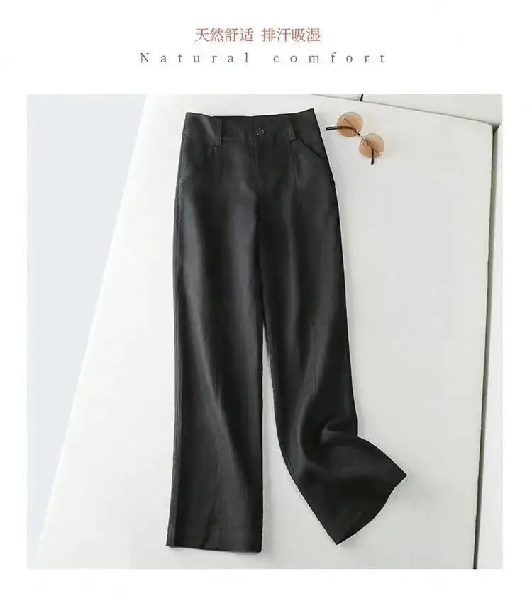 Summer 2023 Cotton Linen Wide Leg Pants High Waist Plus Size — feature 9