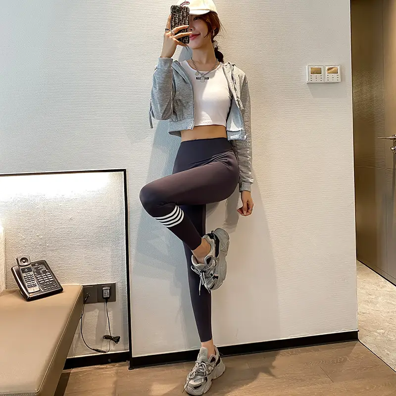 Women Black Flying Pants Stripe High Waist - Image 6