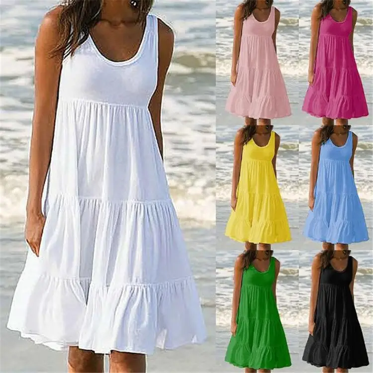 Women's Green Sleeveless Pleated Summer Dress 8 Yards - Image 7