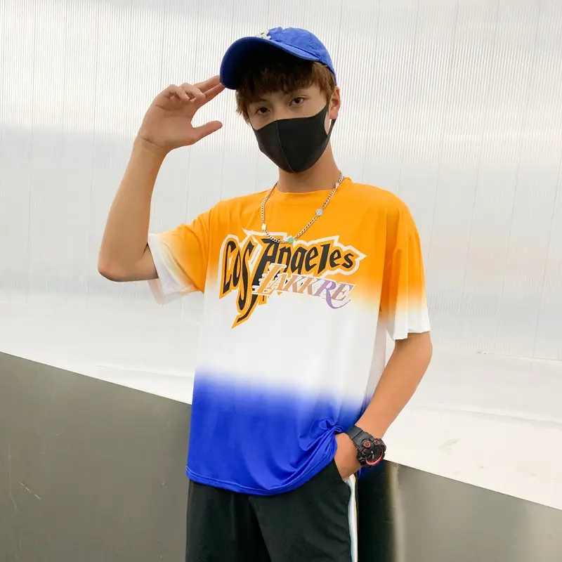 Chubby Boys Orange Blue T-Shirt Large Summer Wear - Image 4
