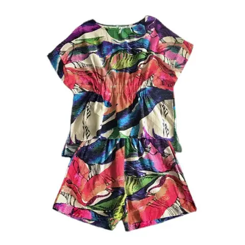 Plus Size Printed T-Shirt Shorts Set Loose Fashion Suit